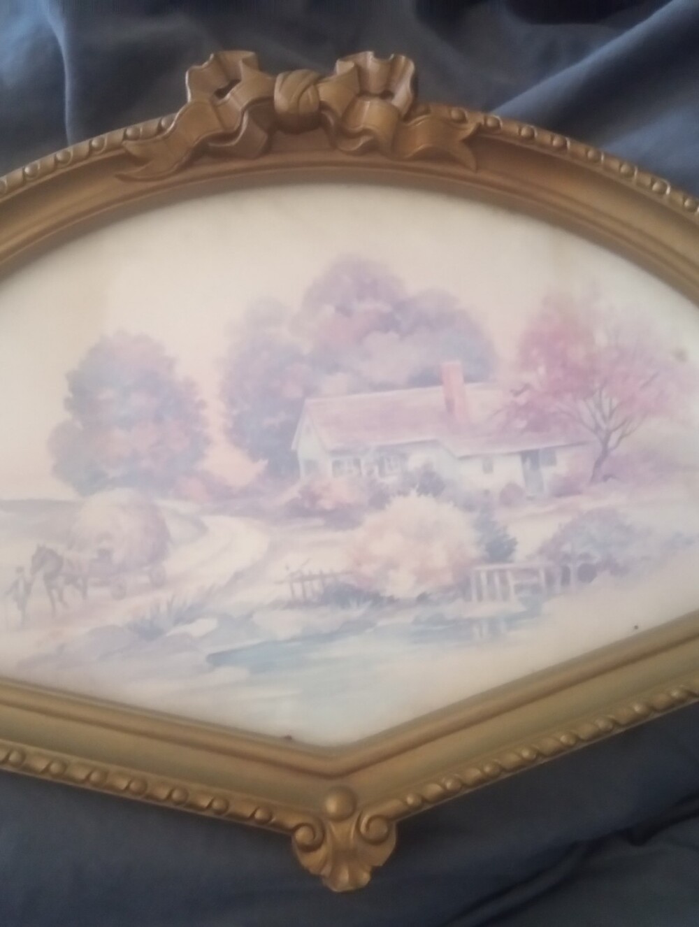 Framed Pastel Cottage Landscape Wall Art